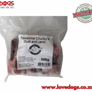 Pawsome Raw Duck and Lamb Chunky's 500g